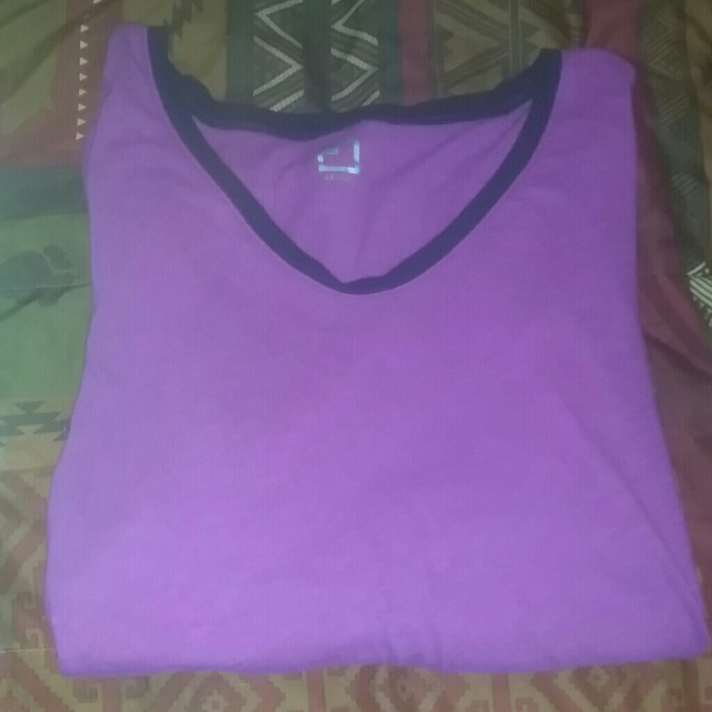 Long sleeve purple and black blouse